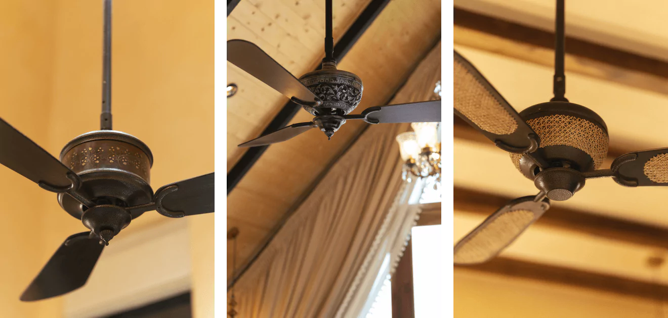 A collage of a ceiling fans